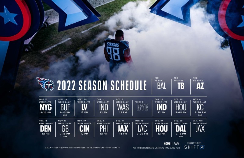 The Titans Have Four Prime Time Games in the 2022 NFL Season; Take a Look at the Rest of the