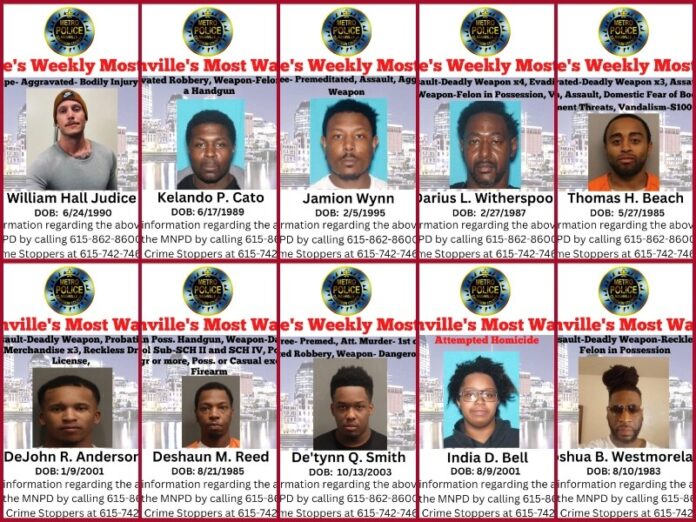 Nashville’s Weekly Most Wanted as of April 11, 2023