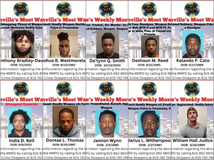 Nashville’s Weekly Most Wanted as of April 18, 2023