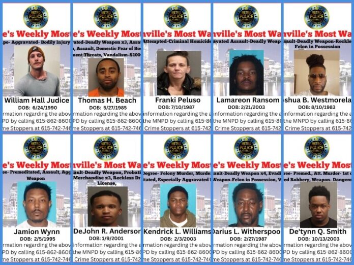 Nashville’s Weekly Most Wanted as of April 5, 2023
