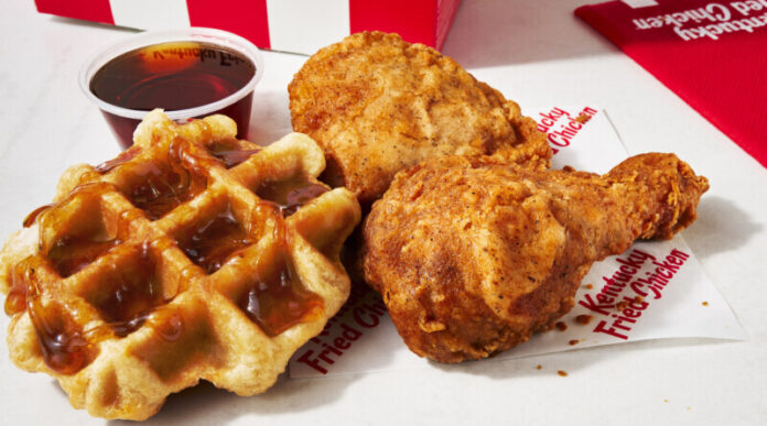 KFC-Chicken-and-Waffles KFC’s Chicken & Waffles returns for the first time in over five years, just in time for Mother’s Day. The fan-favorite combo features crispy fried chicken, sweet Liège-style waffles, and Mrs. Butterworth’s syrup, starting at $7.
