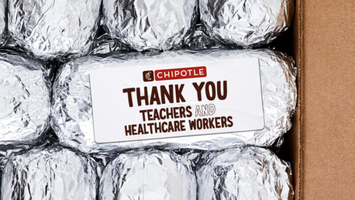 Chipotle Teacher Appreciation Nurses Week CHIPOTLE CELEBRATES TEACHERS AND THE HEALTHCARE COMMUNITY WITH MORE THAN $2 MILLION IN FREE BURRITOS