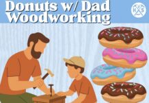 Celebrate Father’s Day With a Hands-On Woodworking Experience at Hammer & Stain donuts with dad at hammer and stain