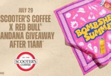 Scooter’s Coffee Free Bandana with Red Bull Bombshell Drinks Scooter's Coffee Free Bandana with Red Bull Bombshell Drinks